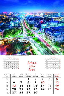 Calendar cu imagini Europe by Night, 31.5 x 48 cm, 12 file, 2026
